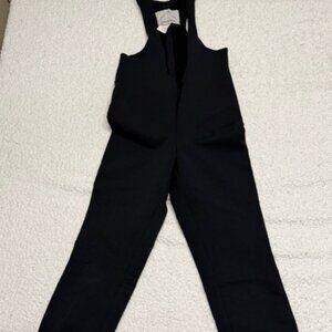 Vintage White Stag Ski Bibs Overalls Black Wool Blend Made in USA Size 12/40